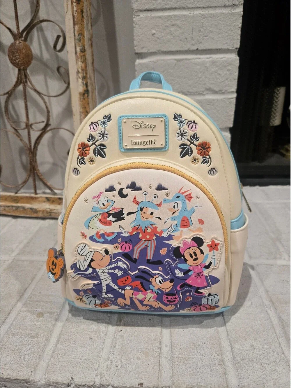 Disney Loungefly Halloween Mini Backpack with Classic Characters and Embroidery